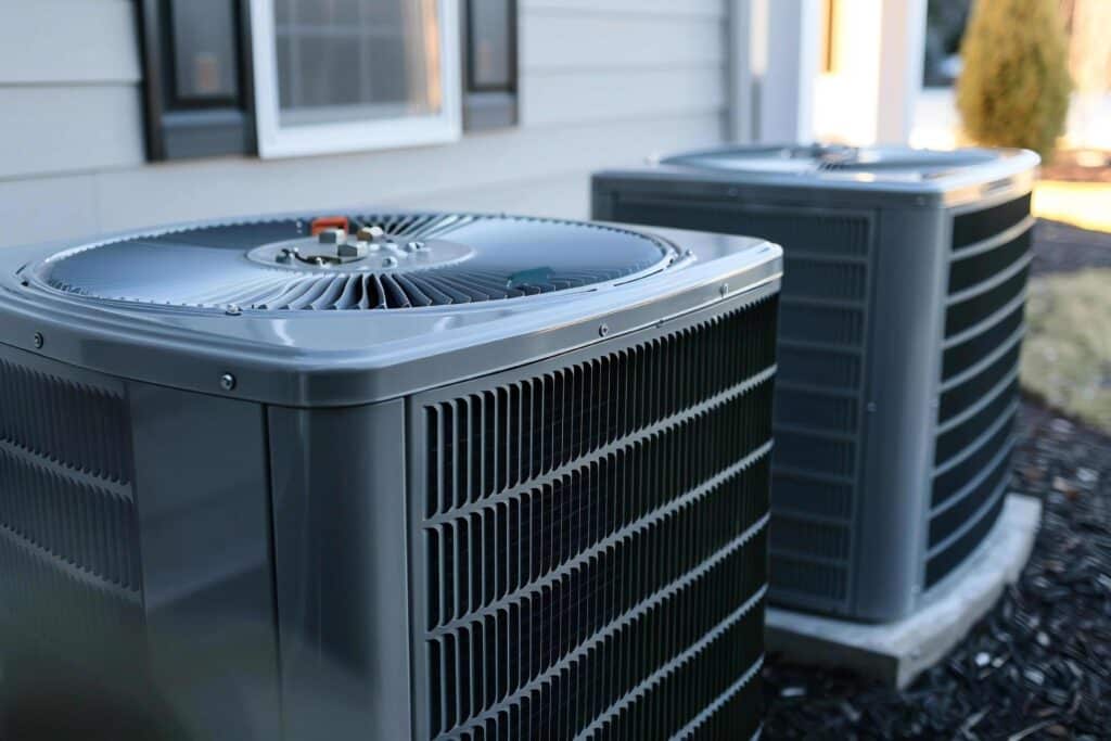 Two leaky HVAC systems outside a home